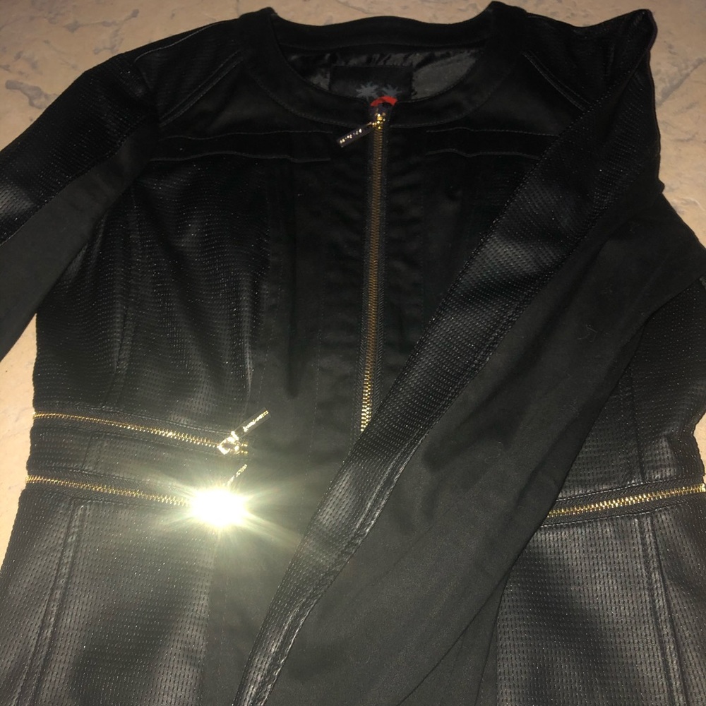 Faux leather black blazer